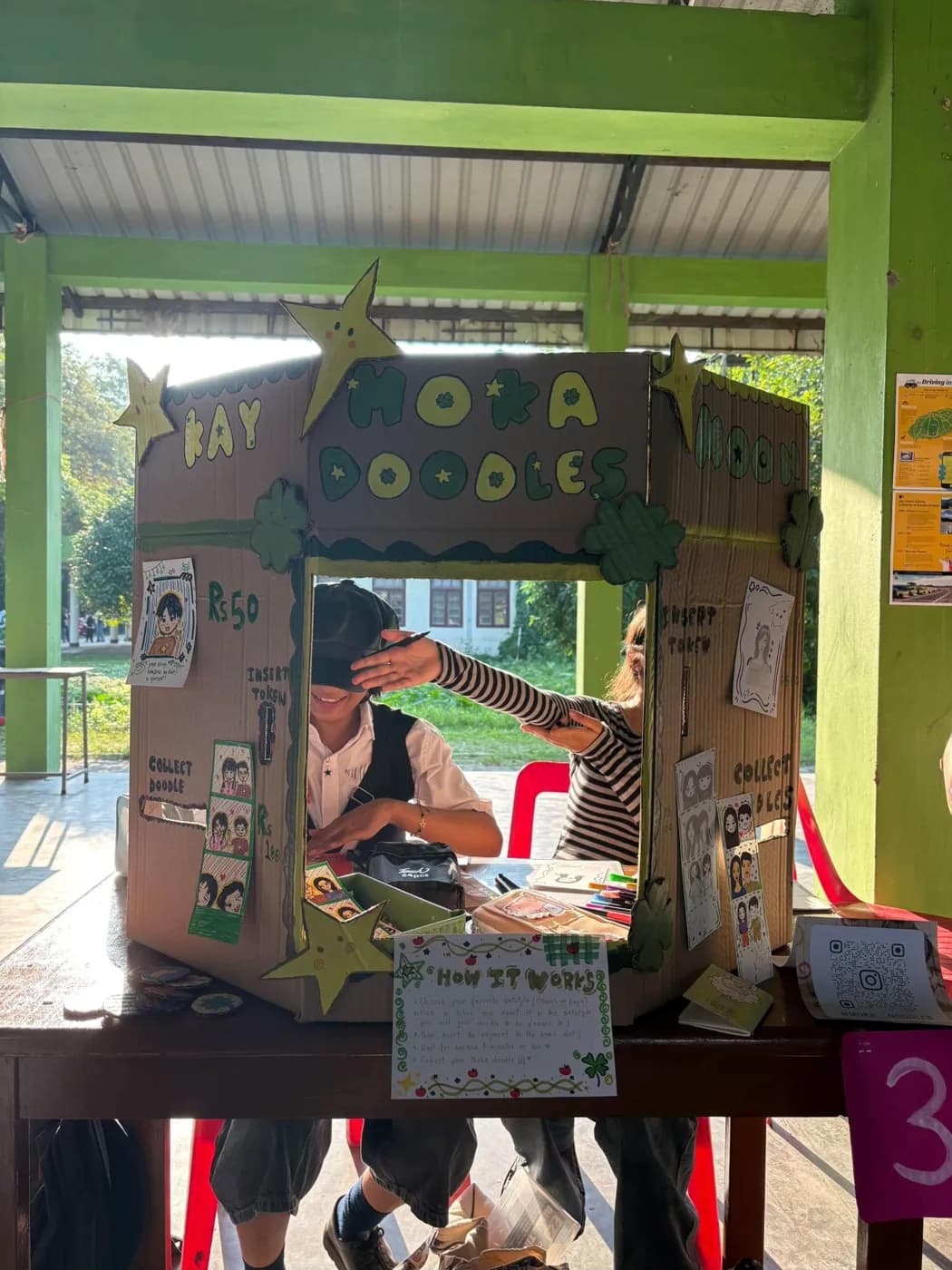 The Moka Doodles cardboard doodle booth